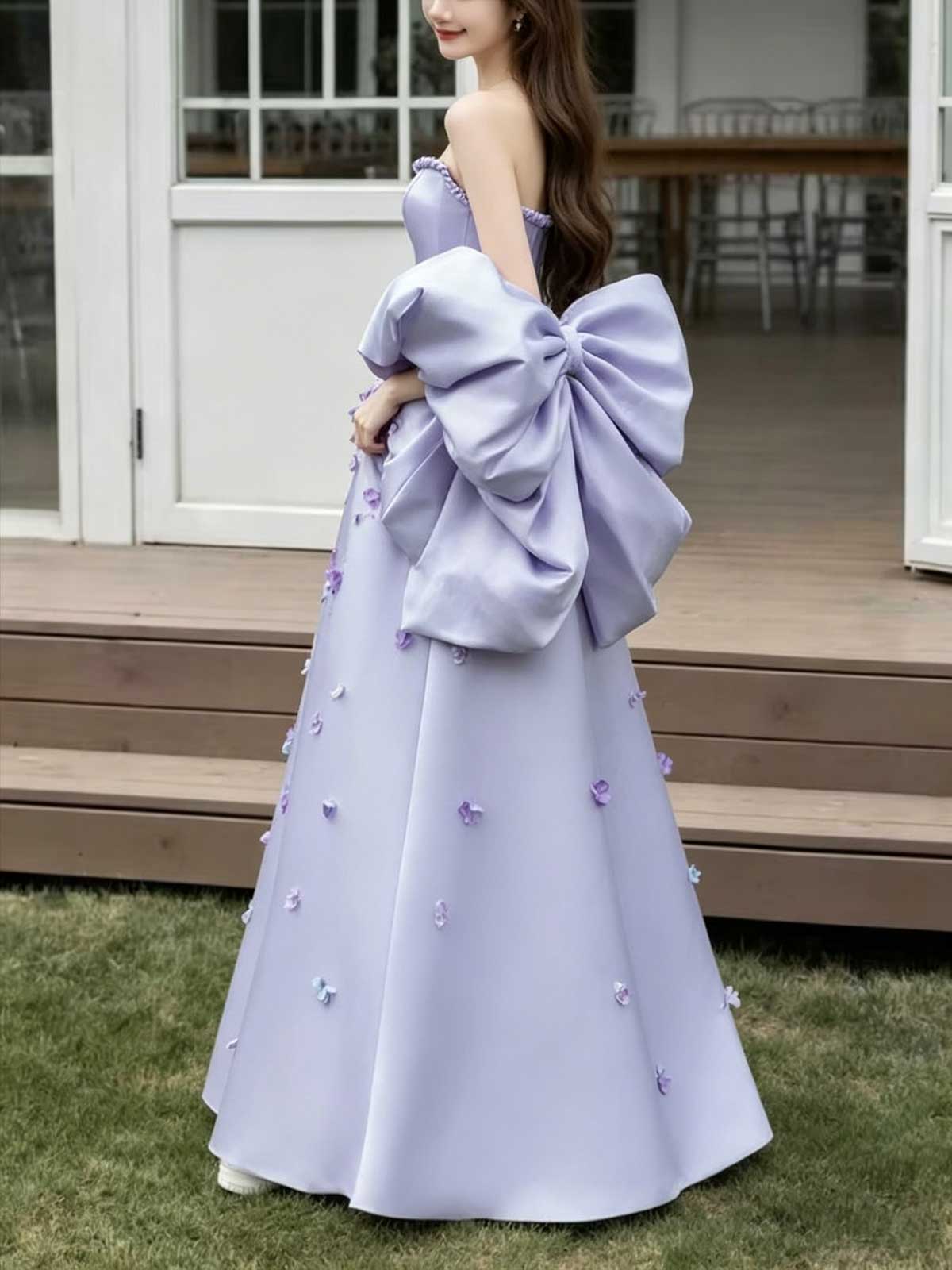  Lavender Satin Ball Gown