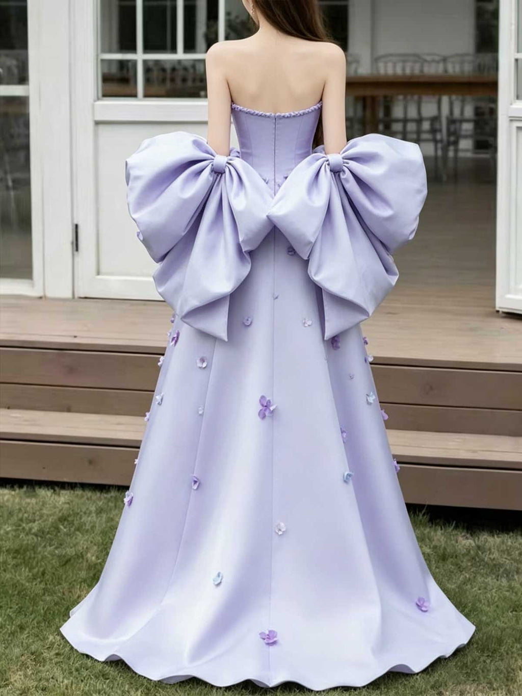  Lavender Satin Ball Gown