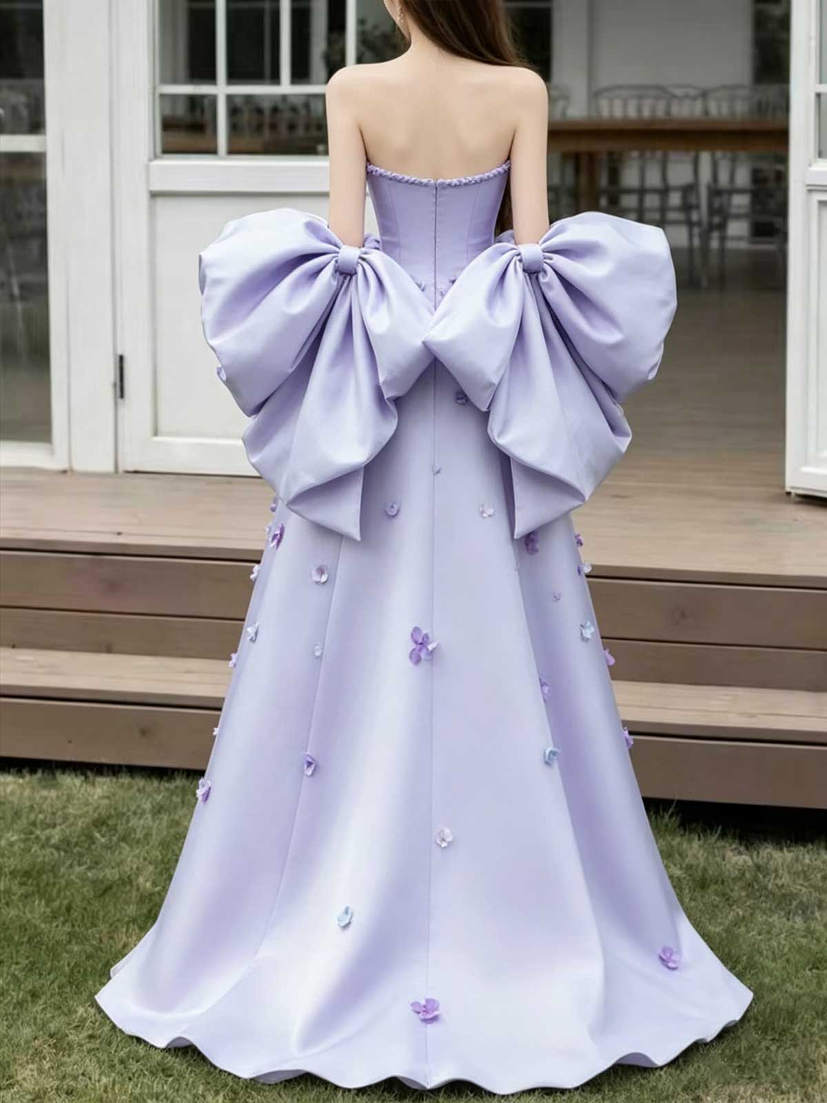  Lavender Satin Ball Gown