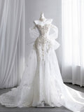Luxury Beaded Off-Shoulder Mermaid Wedding Gown