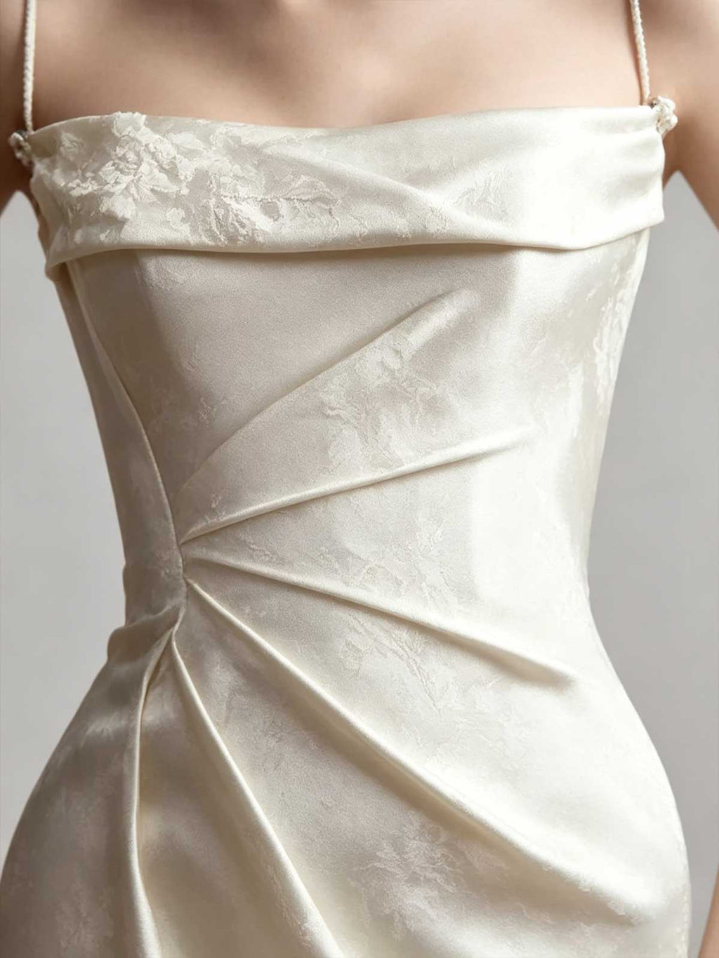 Ivory Jacquard Halter Neck Satin Mermaid Wedding Dress