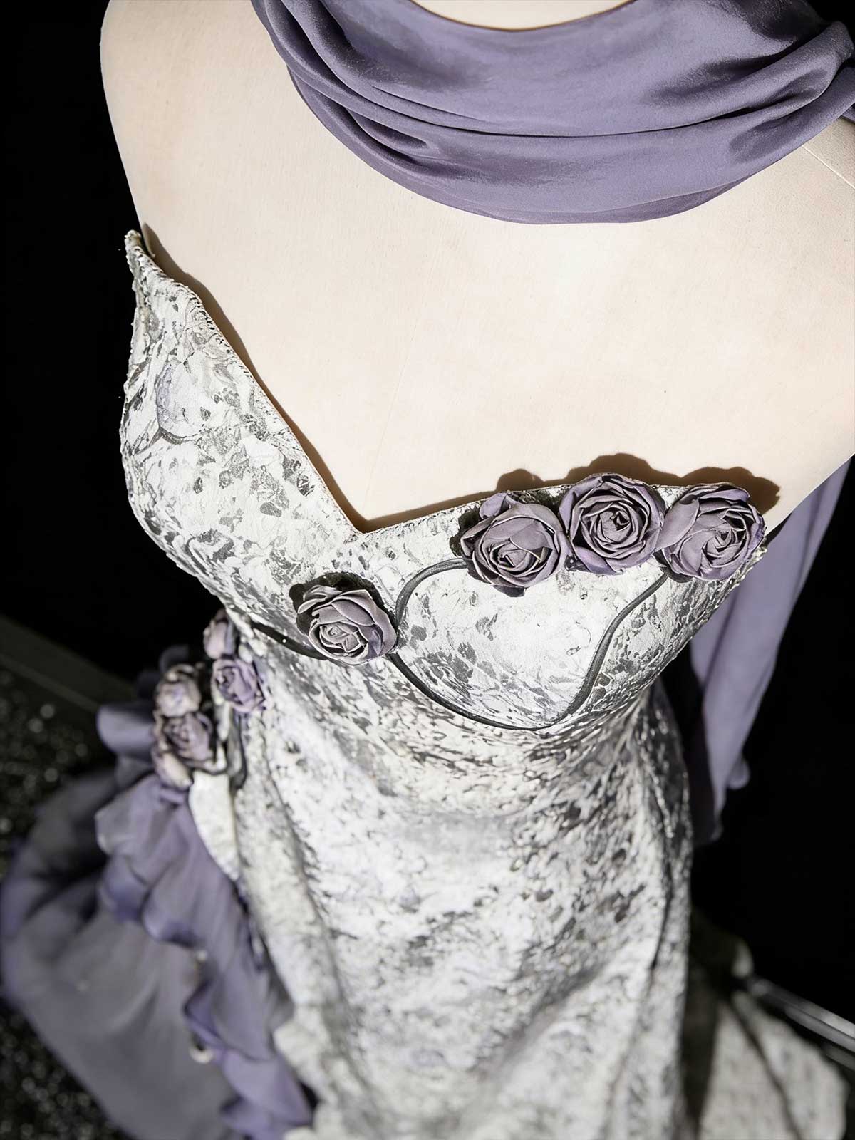 Dusty Purple Silver Mermaid Formal Gown for Wedding Guests