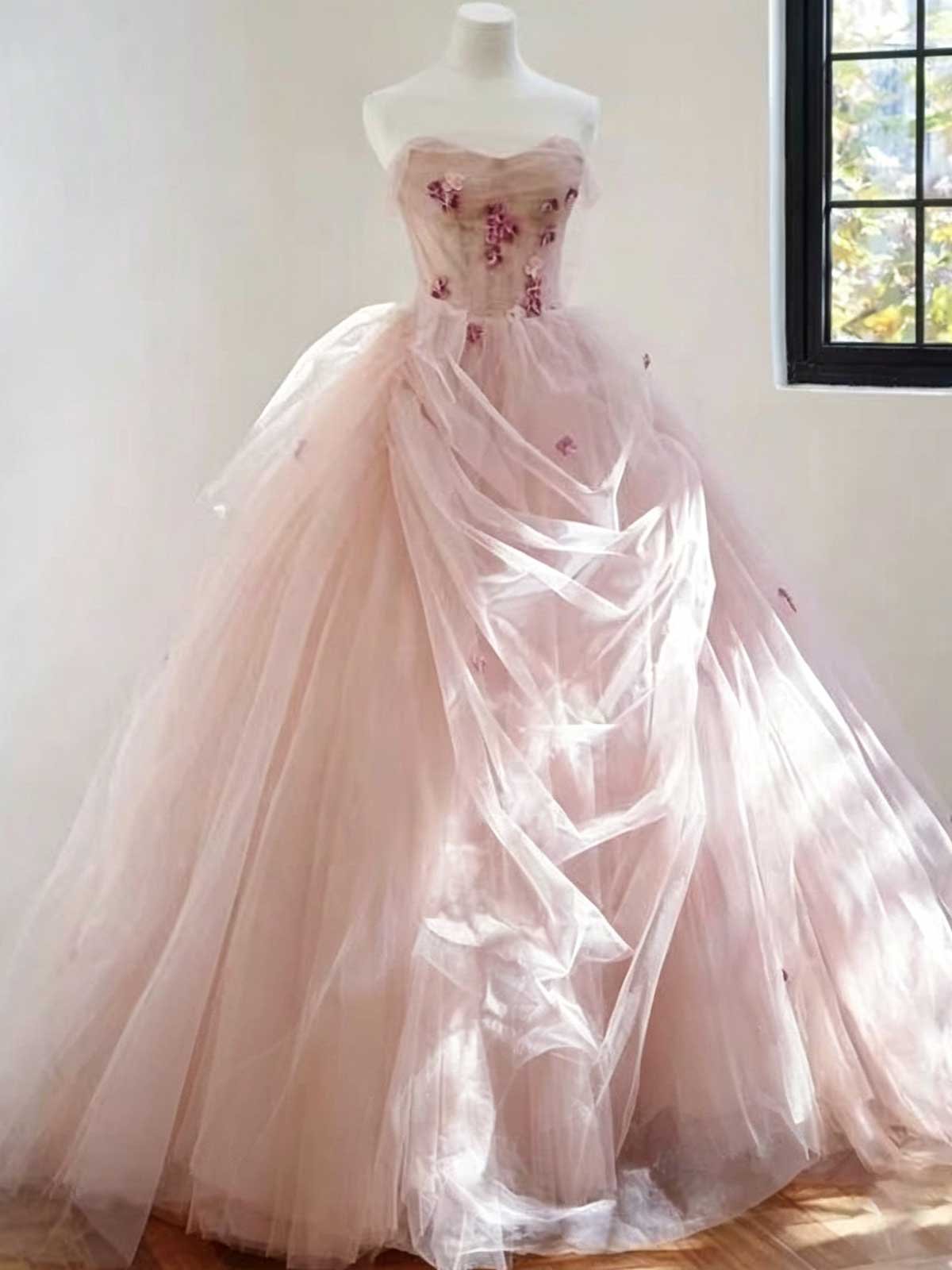 Dusty Pink Tulle Ball Gown