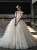 Minimalist Strapless Satin & Tulle Ball Gown Wedding Dress