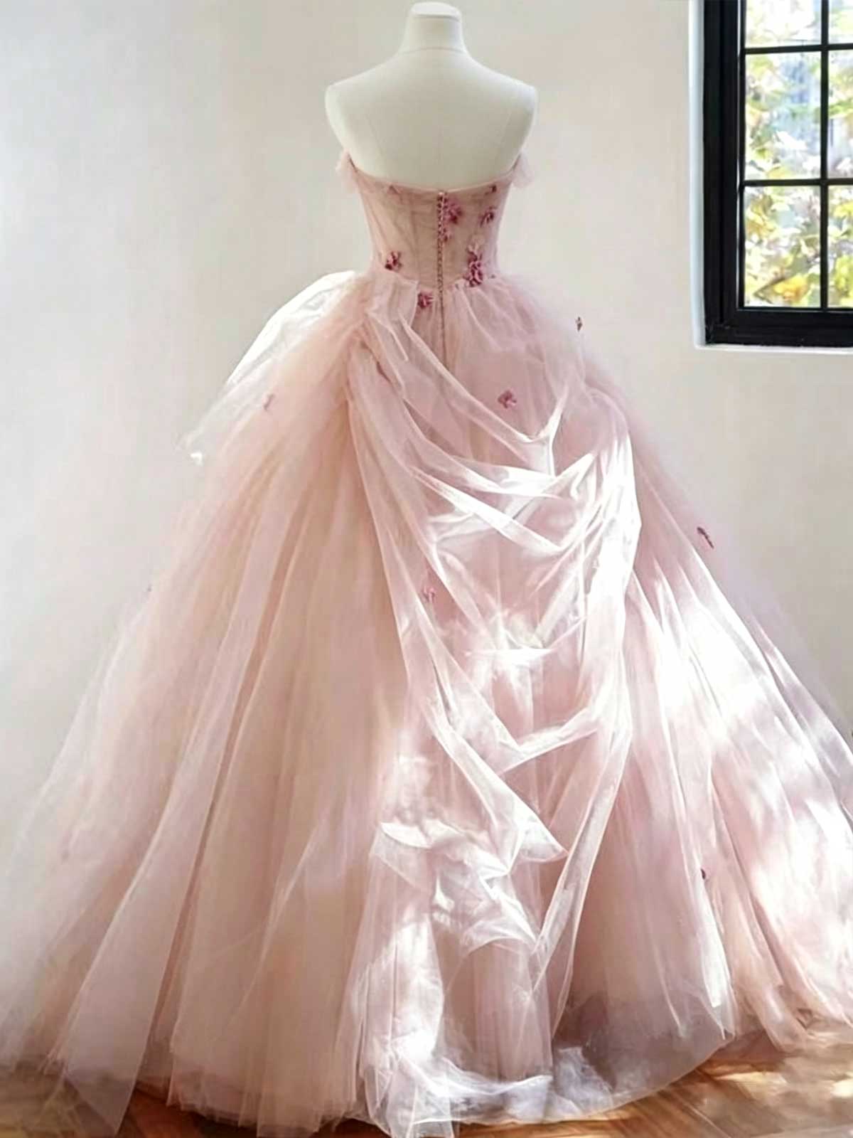 Dusty Pink Tulle Ball Gown