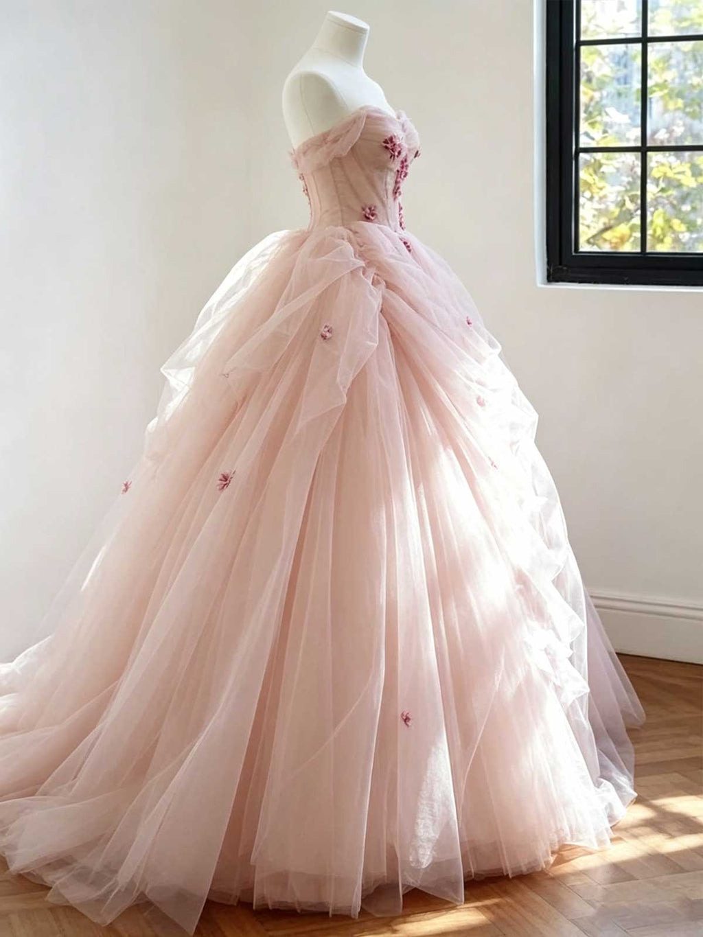 Dusty Pink Tulle Ball Gown