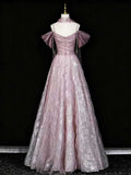 Dusty Rose Sequin Tulle Evening Gown