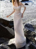Ivory Sequin Off-the-Shoulder Mermaid Wedding Dress