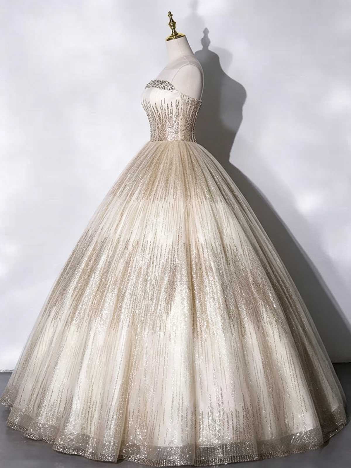 Champagne Gold Ombre Sequin Ball Gown