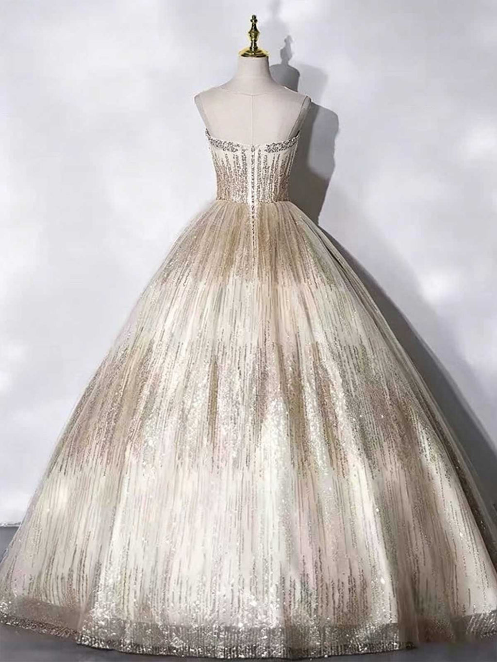 Champagne Gold Ombre Sequin Ball Gown