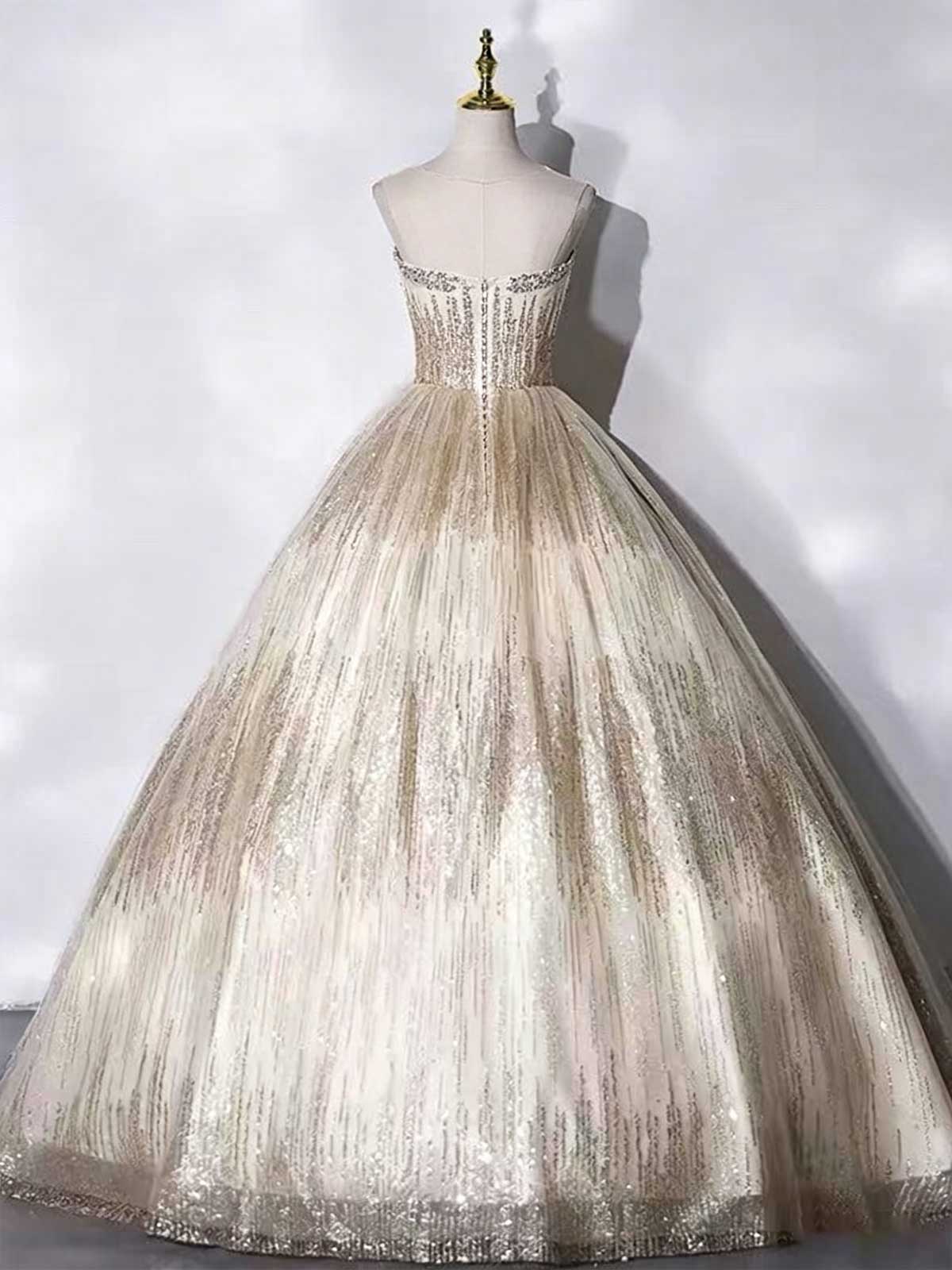 Champagne Gold Ombre Sequin Ball Gown