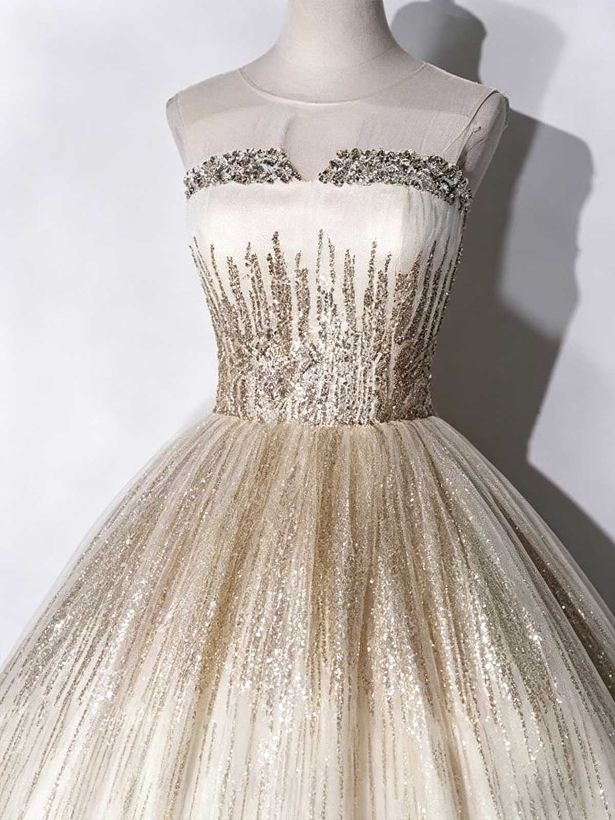 Champagne Gold Ombre Sequin Ball Gown