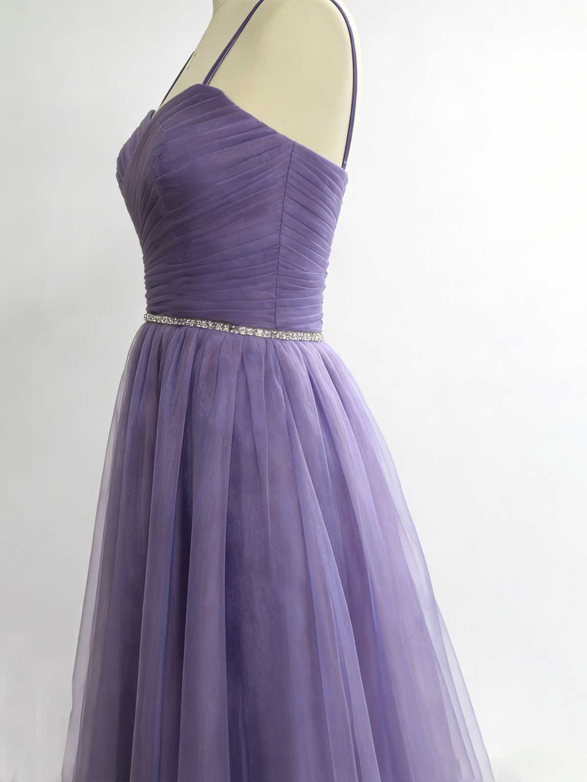 Elegant Purple Spaghetti Strap Evening Dress for Weddings & Galas