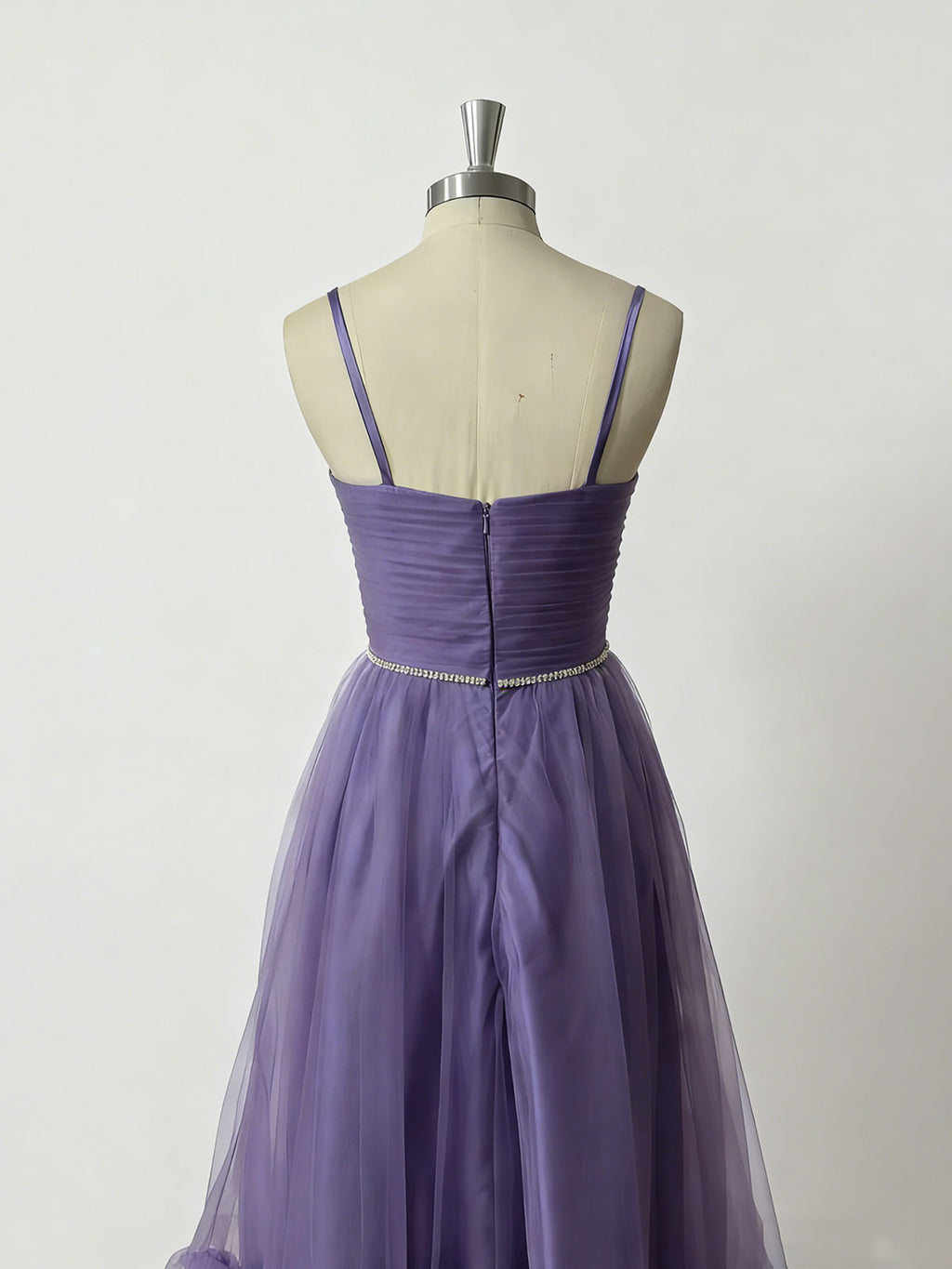Elegant Purple Spaghetti Strap Evening Dress for Weddings & Galas