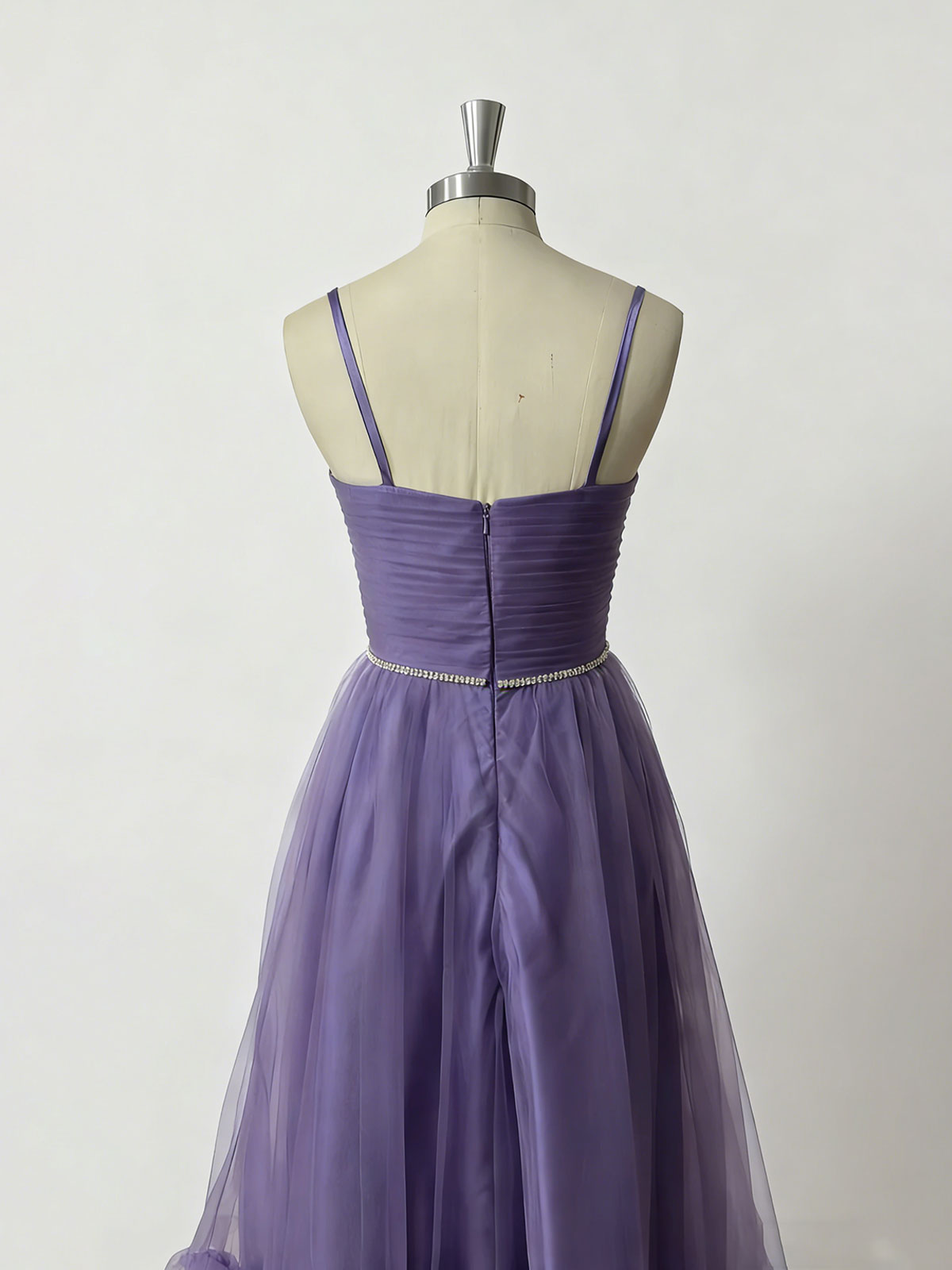Elegant Purple Spaghetti Strap Evening Dress for Weddings & Galas