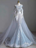 Ice Blue Strapless Sequin Mermaid Evening Gown with Cape Train