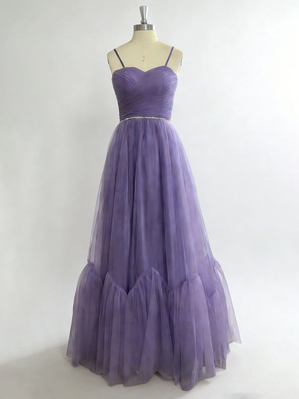 Elegant Purple Spaghetti Strap Evening Dress for Weddings & Galas