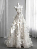 Dreamy 3D Butterfly Applique A-Line Wedding Dress for Brides