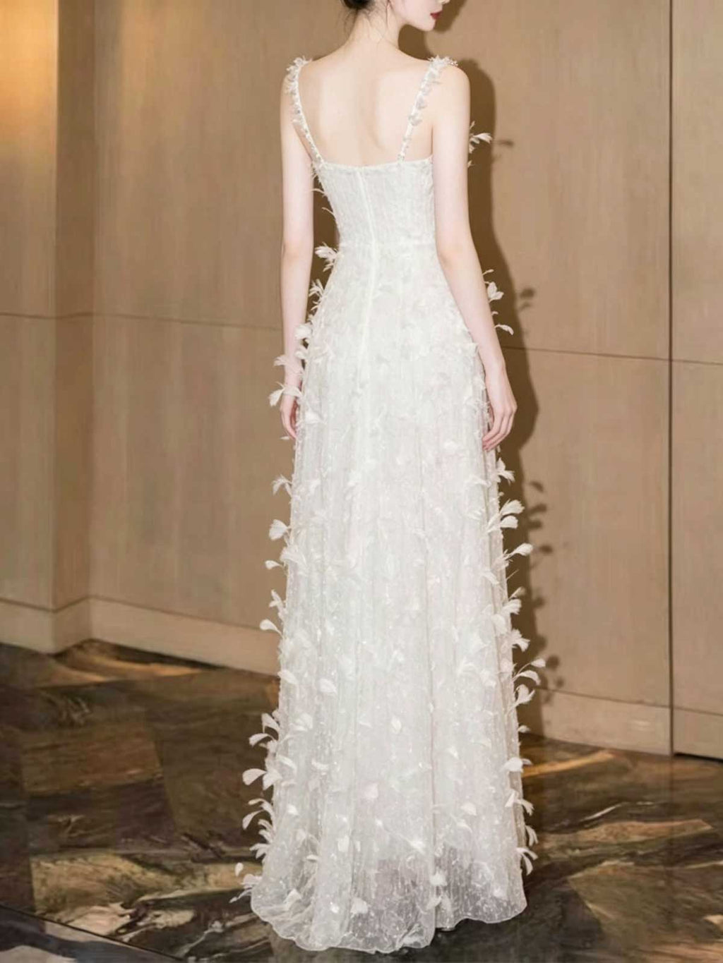 White Sequin Evening Gown