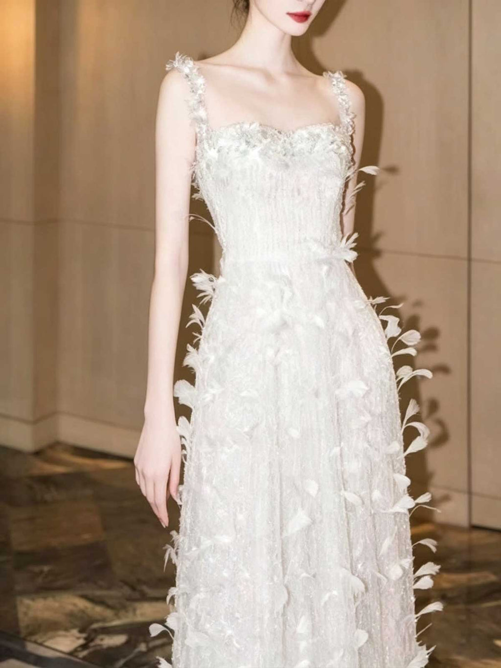 White Sequin Evening Gown
