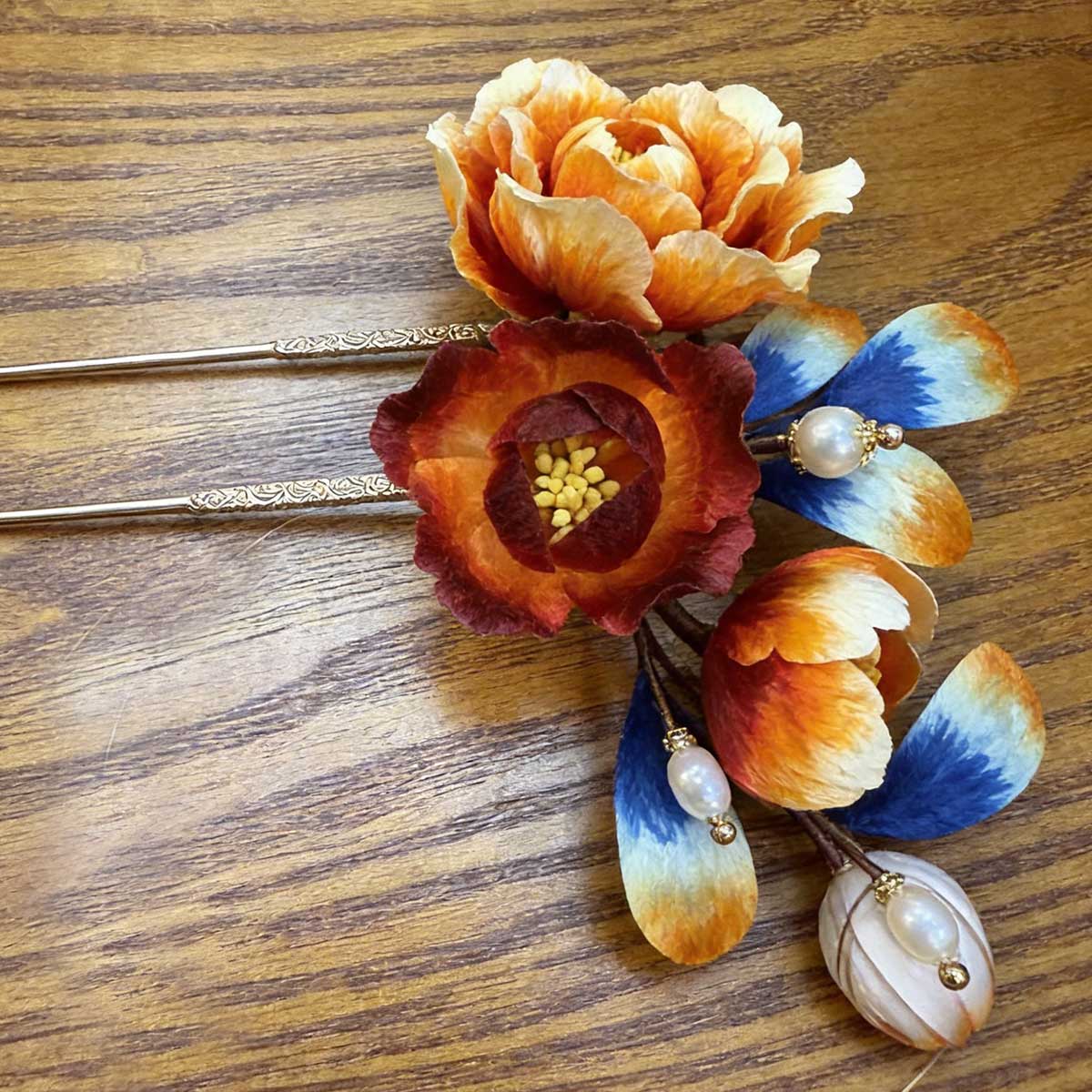 Hand Made Velvet Flowers Hair Clip  Green Creative Accessories Hairpin