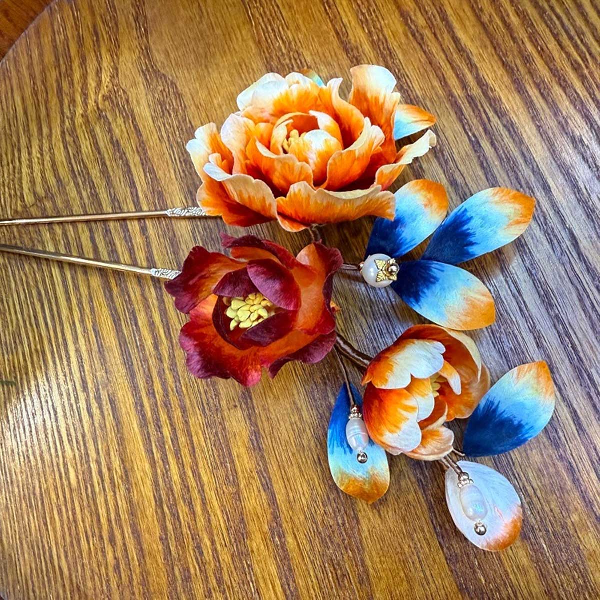 Hand Made Velvet Flowers Hair Clip  Green Creative Accessories Hairpin