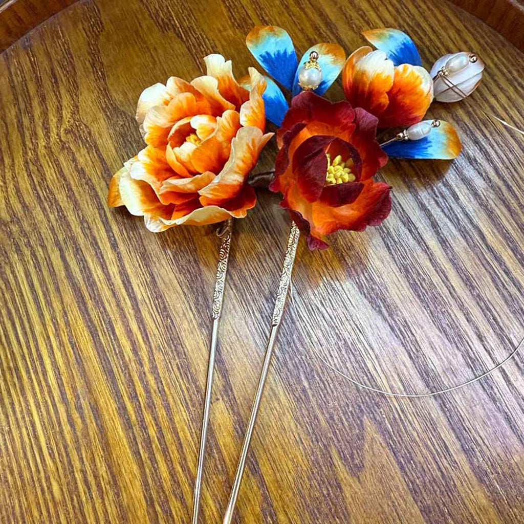 Hand Made Velvet Flowers Hair Clip  Green Creative Accessories Hairpin