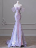 Glamorous Lavender Iridescent Mermaid Evening Gown