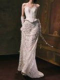 Ivory Strapless Corset Lace Mermaid Wedding Gown