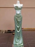 Sage Green Satin Evening Gown
