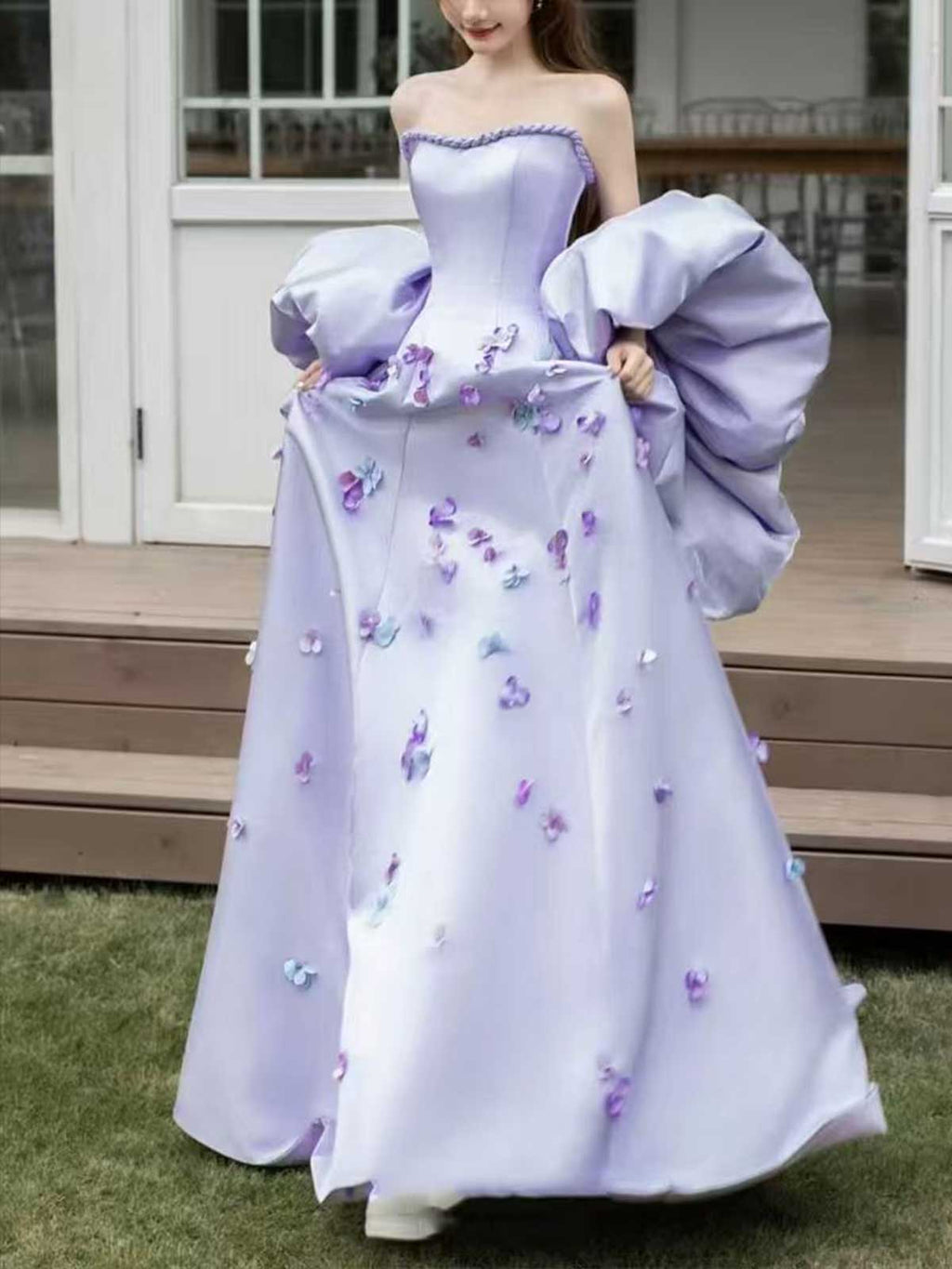  Lavender Satin Ball Gown