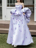  Lavender Satin Ball Gown