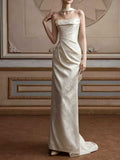 Ivory Jacquard Halter Neck Satin Mermaid Wedding Dress