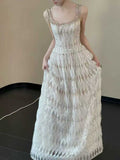 White Sleeveless Gown with Diamond Texture & Crystal Embellished Neckline