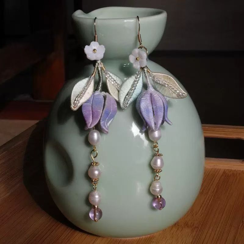 Traditional Floral Knot Dangle Earrings - Perfect for Hanfu & Gowns